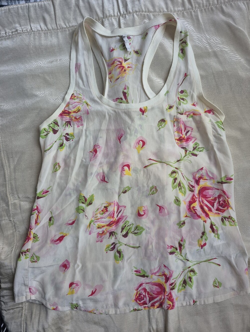 Joie Silk Cream Floral Tank M